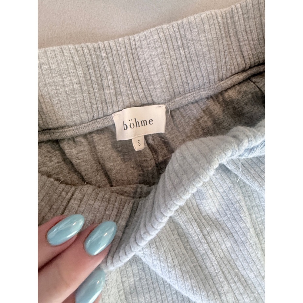 Bohme Ribbed Knit Wide Leg Lounge Pants Heather Gray Small - Picture 5 of 6